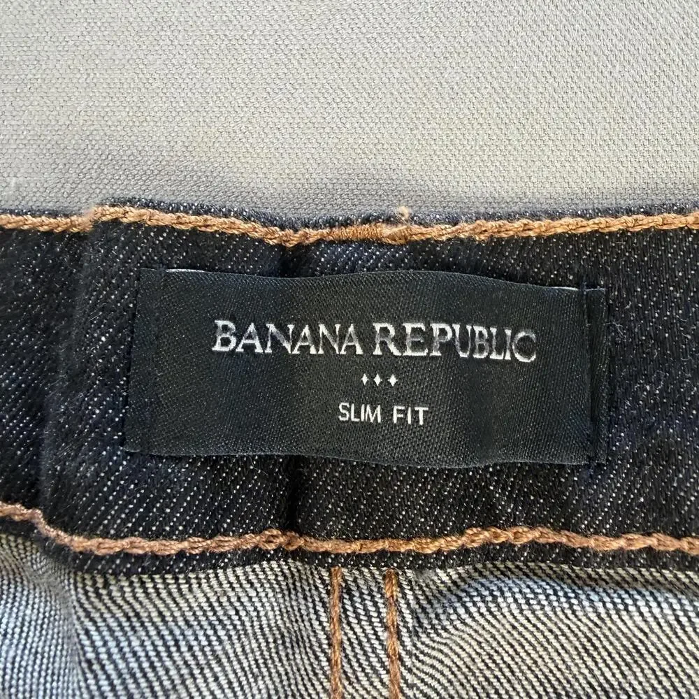 Banana Republic Jeans Mens 46x33 Blue Dark Wash Slim Straight Stretch Denim